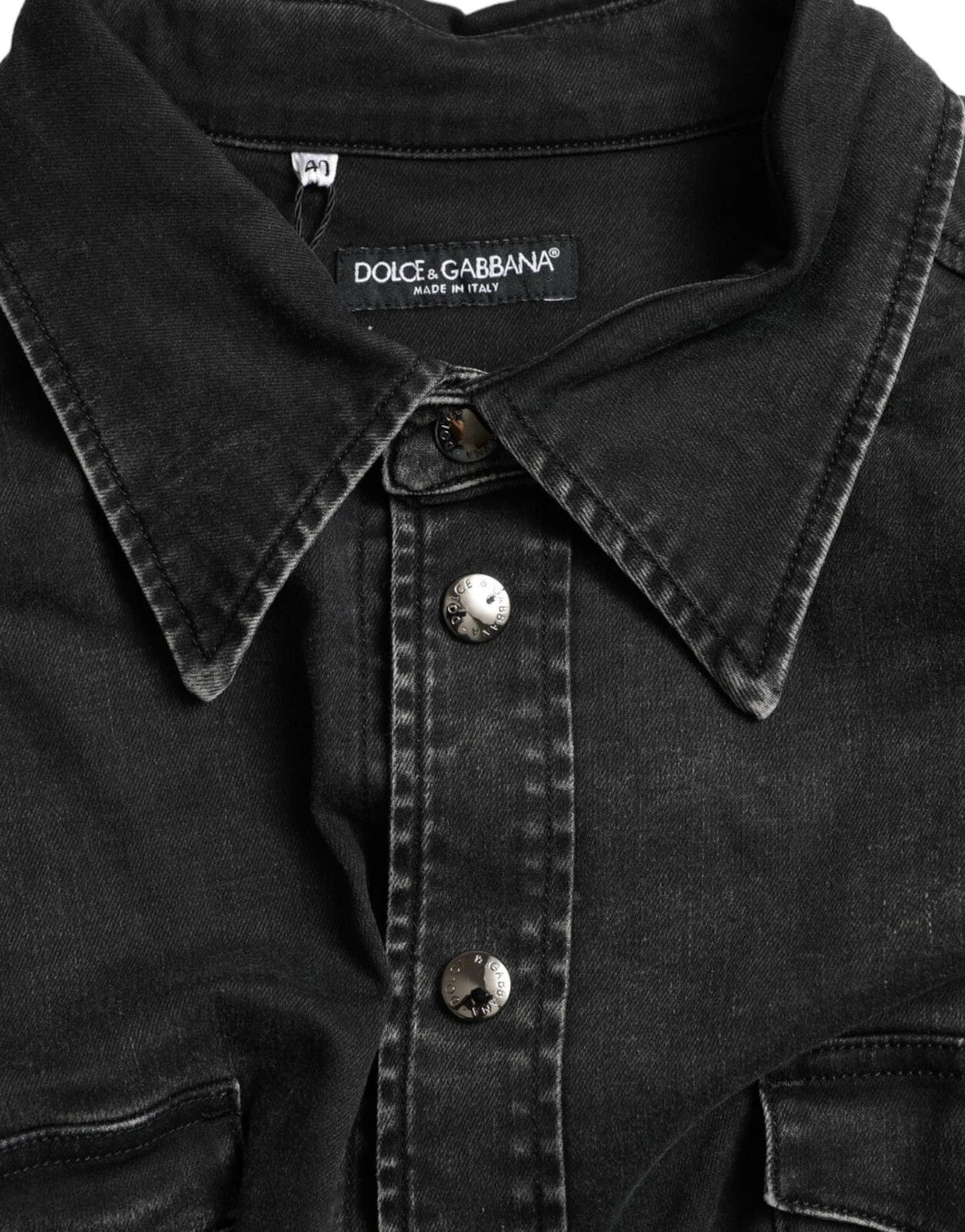 Dolce &amp; Gabbana Black Cotton Long Sleeve Denim Casual Shirt
