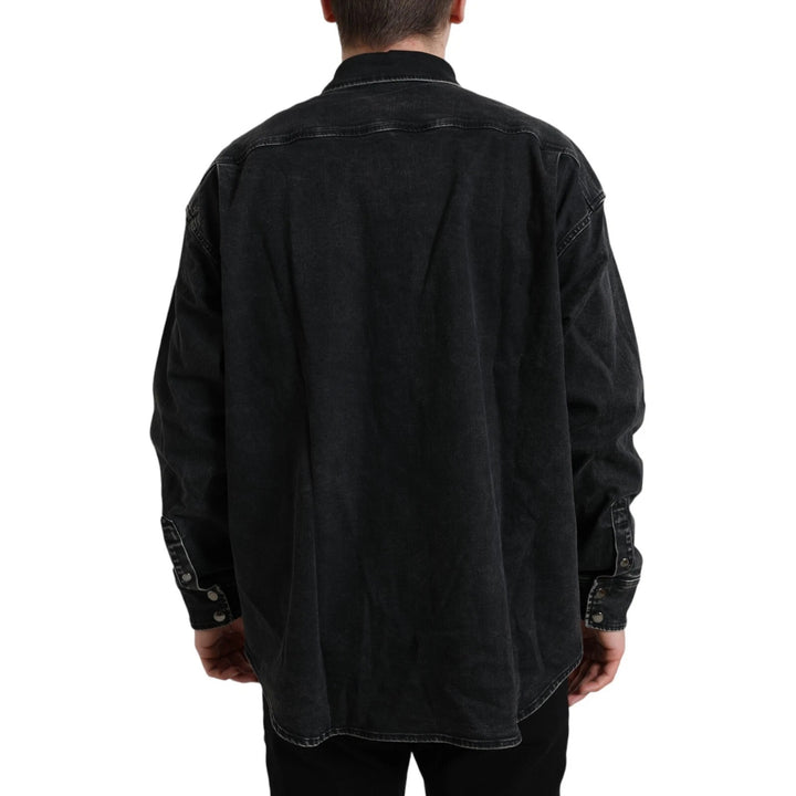 Dolce &amp; Gabbana Black Cotton Long Sleeve Denim Casual Shirt