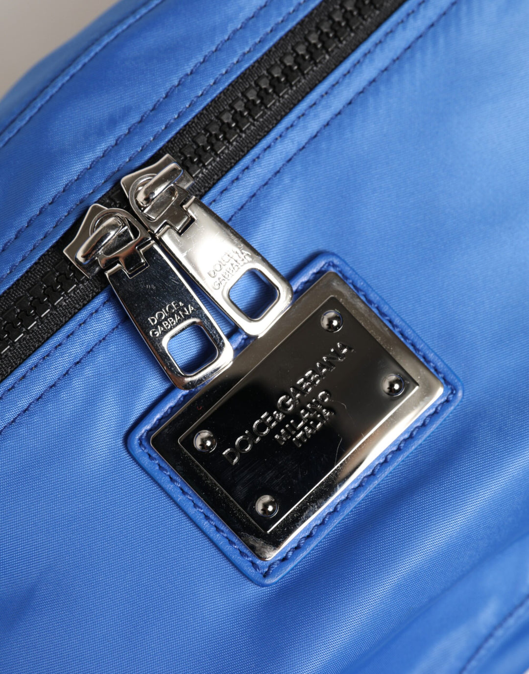 Dolce &amp; Gabbana Blue Logo Plaque Nylon Waist Fanny Pack Men&