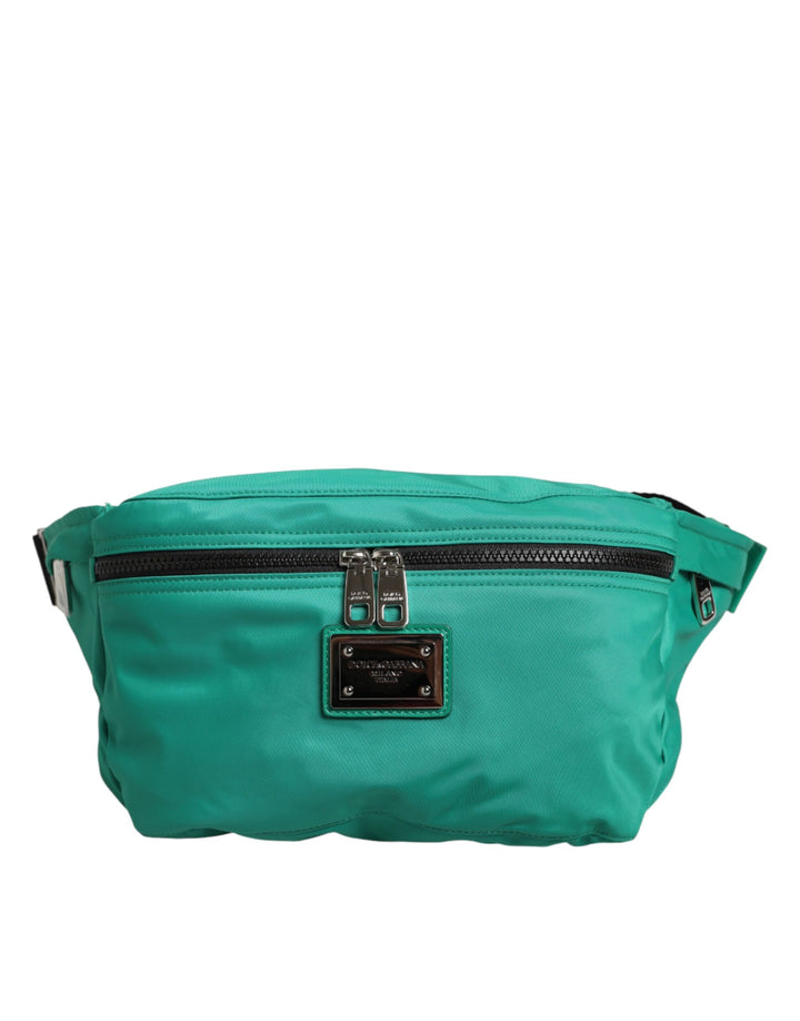 Dolce &amp; Gabbana Green Logo Plaque Nylon Waist Fanny Pack Men&