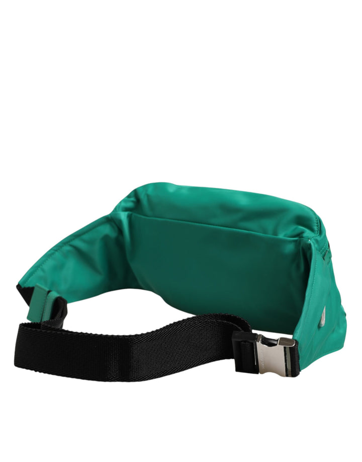 Dolce &amp; Gabbana Green Logo Plaque Nylon Waist Fanny Pack Men&