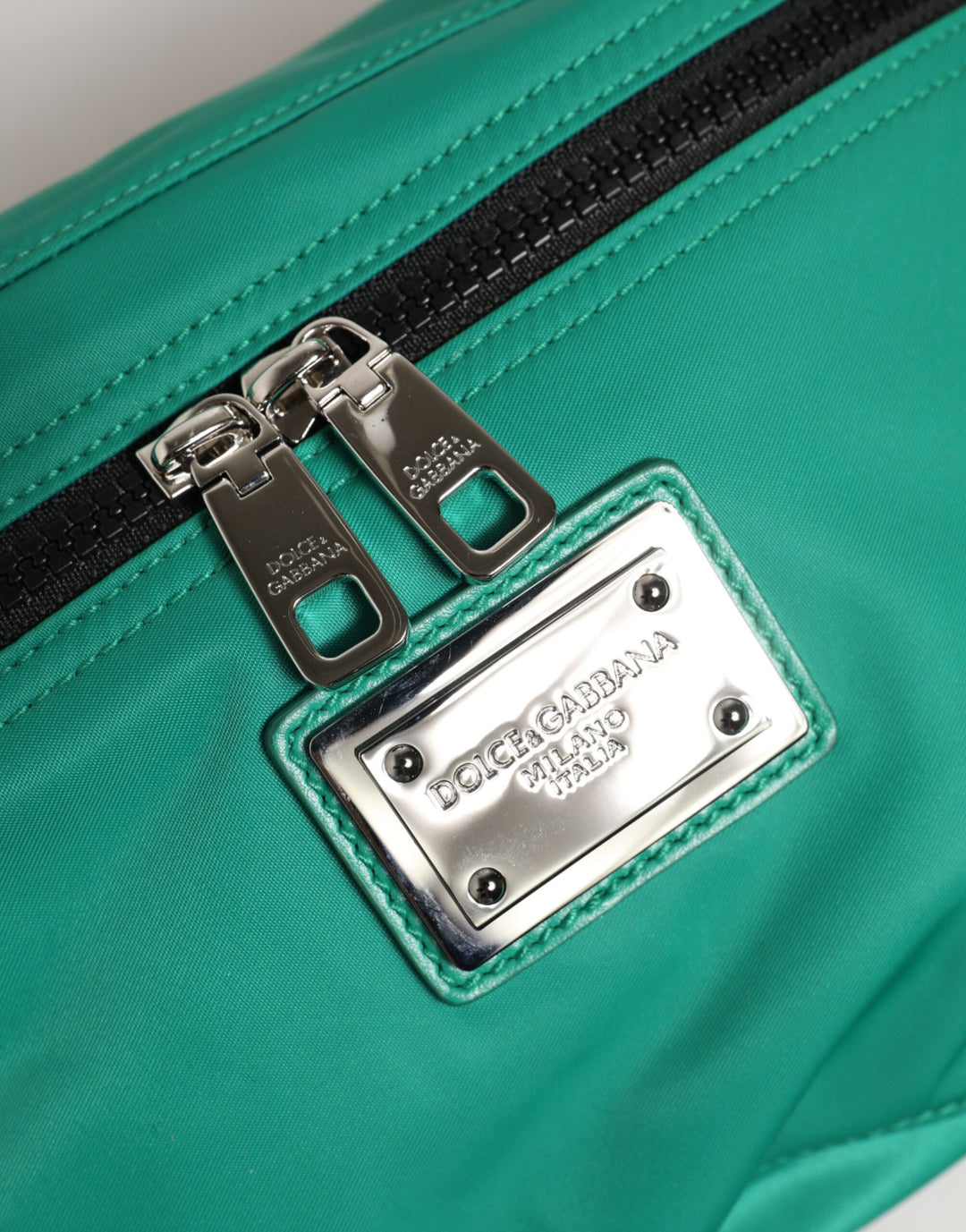 Dolce &amp; Gabbana Green Logo Plaque Nylon Waist Fanny Pack Men&
