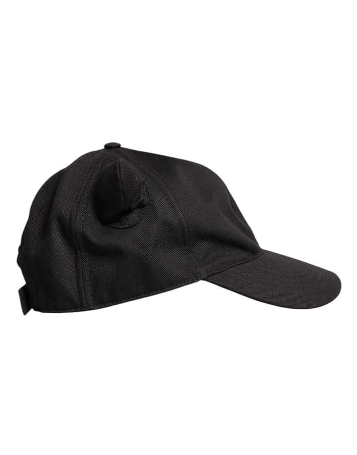 Dolce &amp; Gabbana Black Cotton Logo Patch 6 Panels Baseball Cap Hat