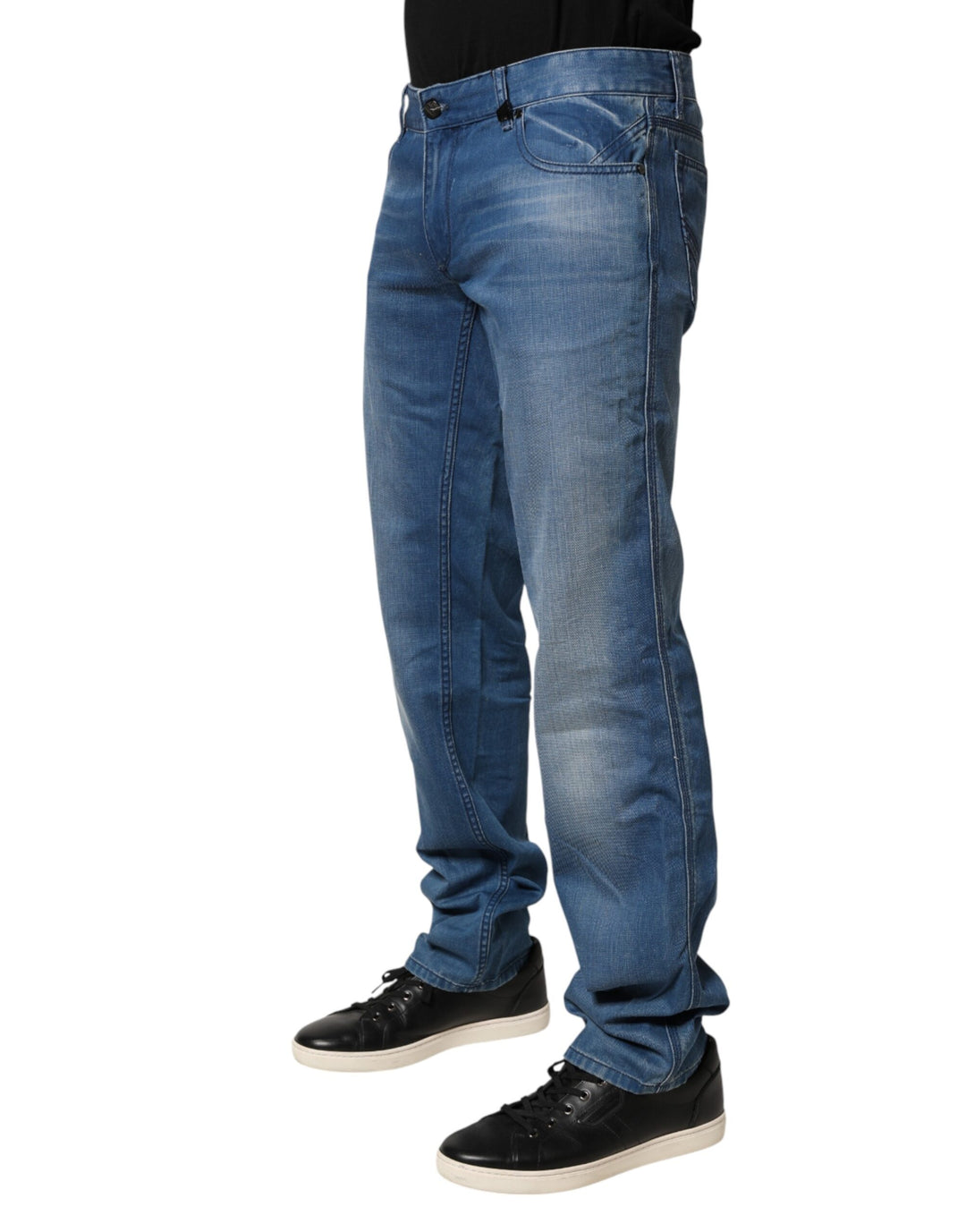 Verri Blue Washed Cotton Regular Fit Men Denim Trouser Jeans