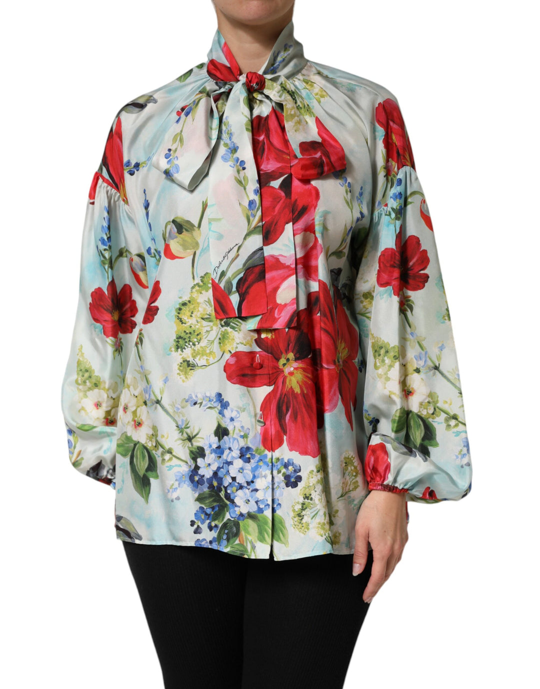 Dolce &amp; Gabbana Multicolor Floral Long Sleeves Blouse Top