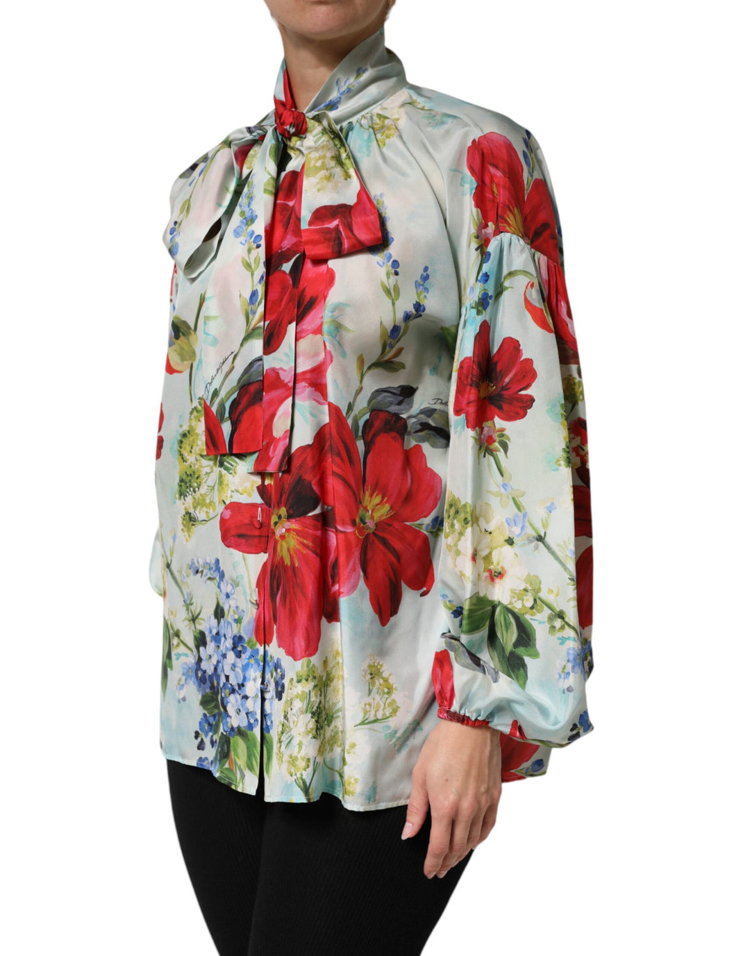Dolce &amp; Gabbana Multicolor Floral Long Sleeves Blouse Top