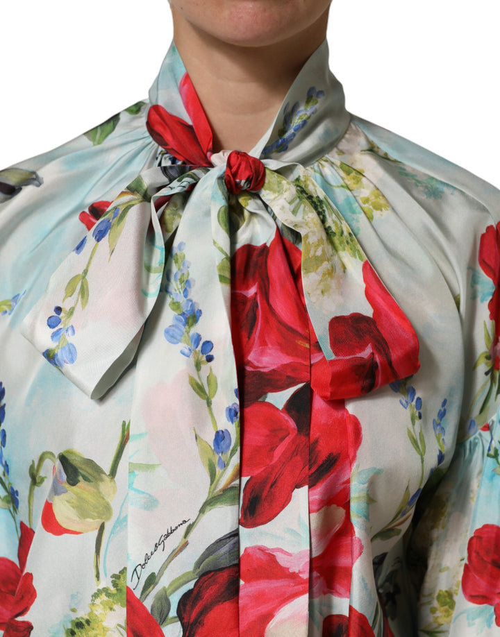 Dolce &amp; Gabbana Multicolor Floral Long Sleeves Blouse Top