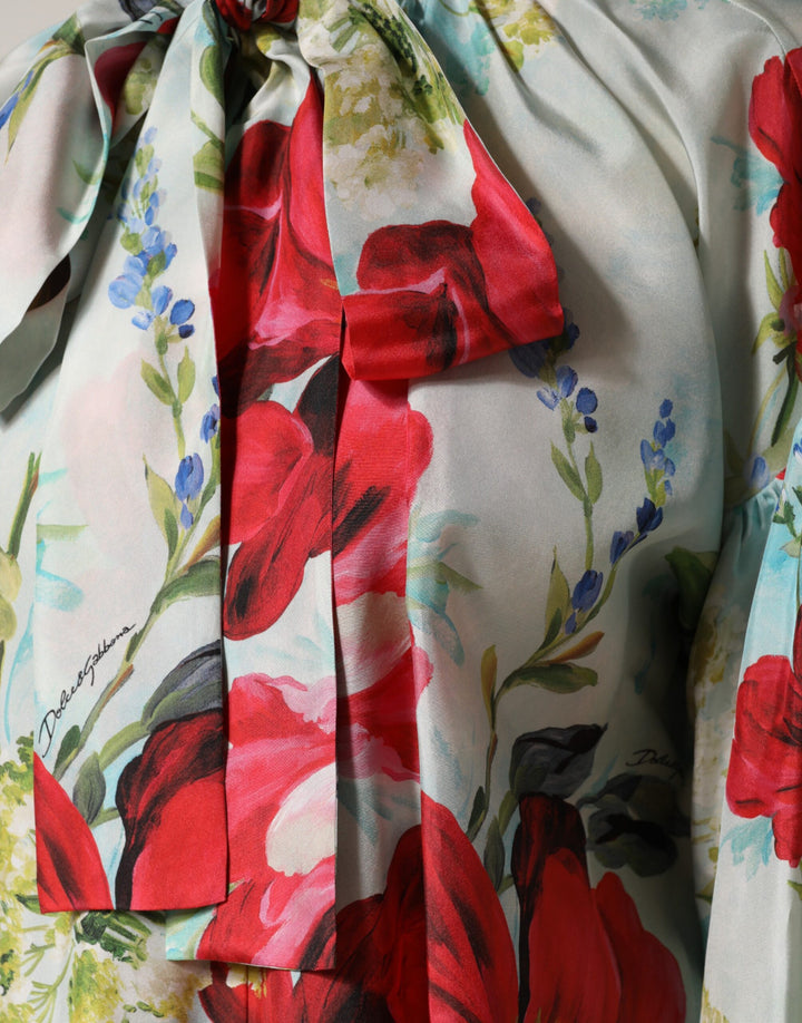 Dolce &amp; Gabbana Multicolor Floral Long Sleeves Blouse Top
