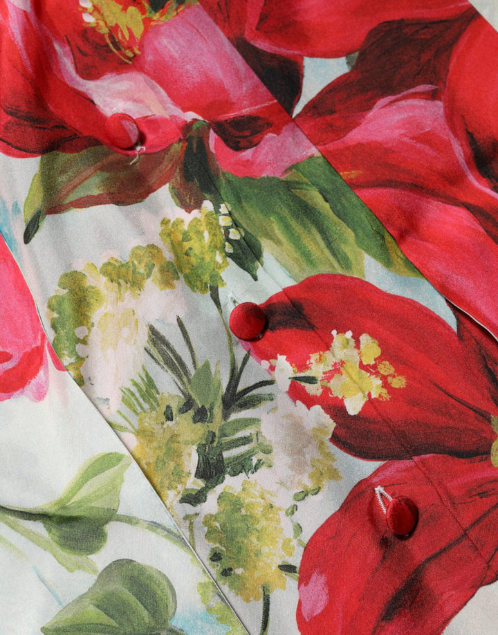 Dolce &amp; Gabbana Multicolor Floral Long Sleeves Blouse Top