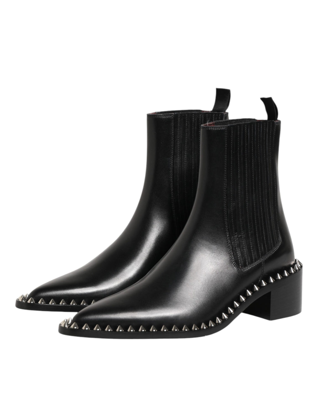 Dolce &amp; Gabbana Black Studded Chelsea Short Ankle Boots Shoes