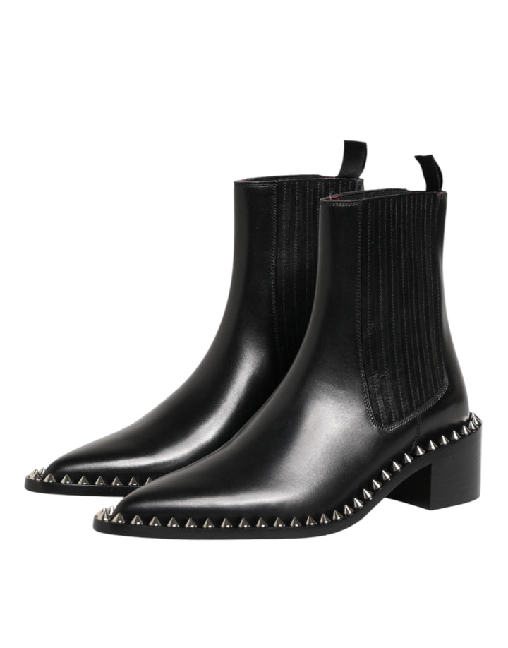 Dolce &amp; Gabbana Black Studded Chelsea Short Ankle Boots Shoes