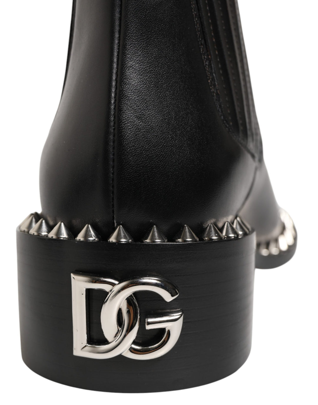 Dolce &amp; Gabbana Black Studded Chelsea Short Ankle Boots Shoes