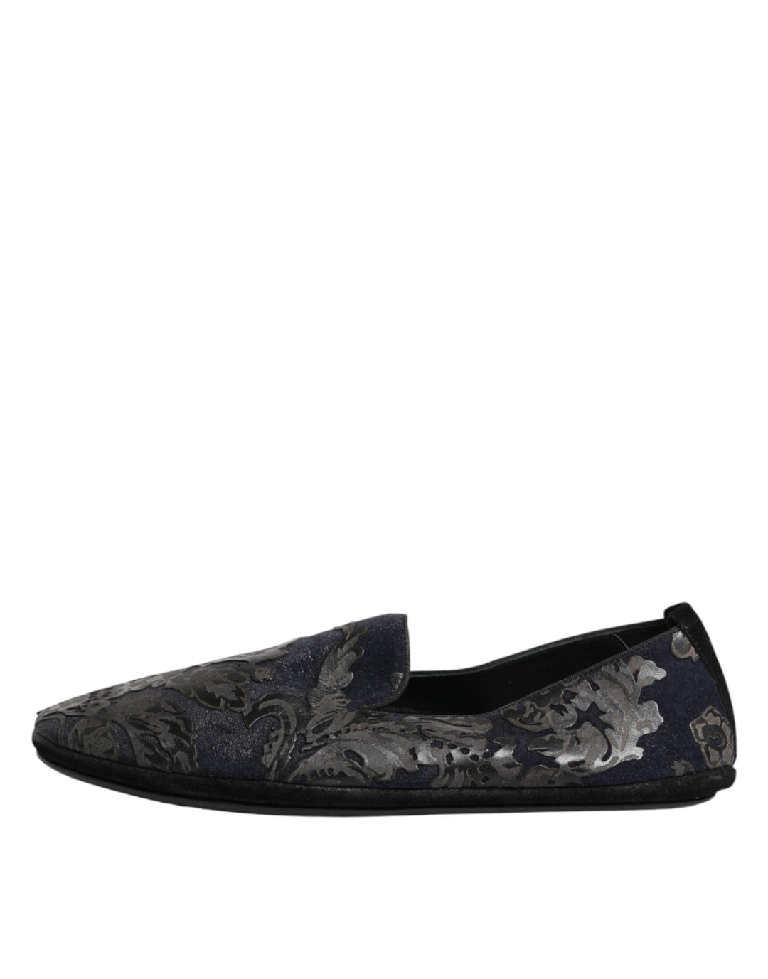 Dolce &amp; Gabbana Black Jacquard Leather Slip On Loafers Shoes