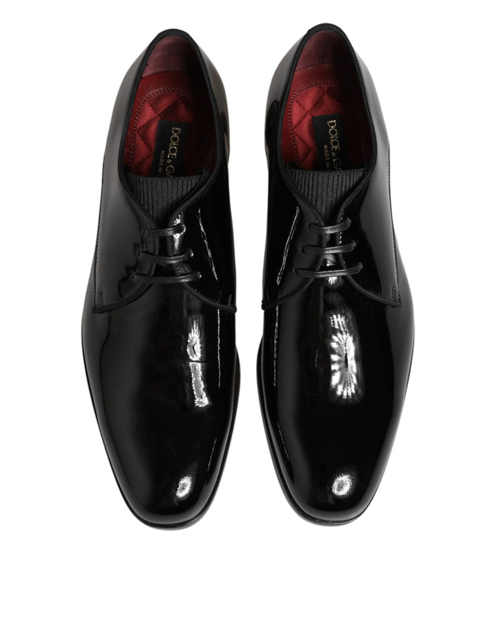 Dolce &amp; Gabbana Black Calfskin Leather Derby Dress Shoes