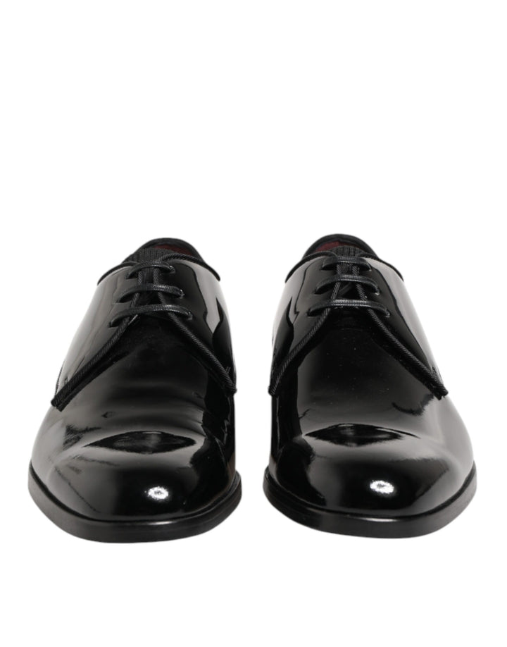 Dolce &amp; Gabbana Black Calfskin Leather Derby Dress Shoes