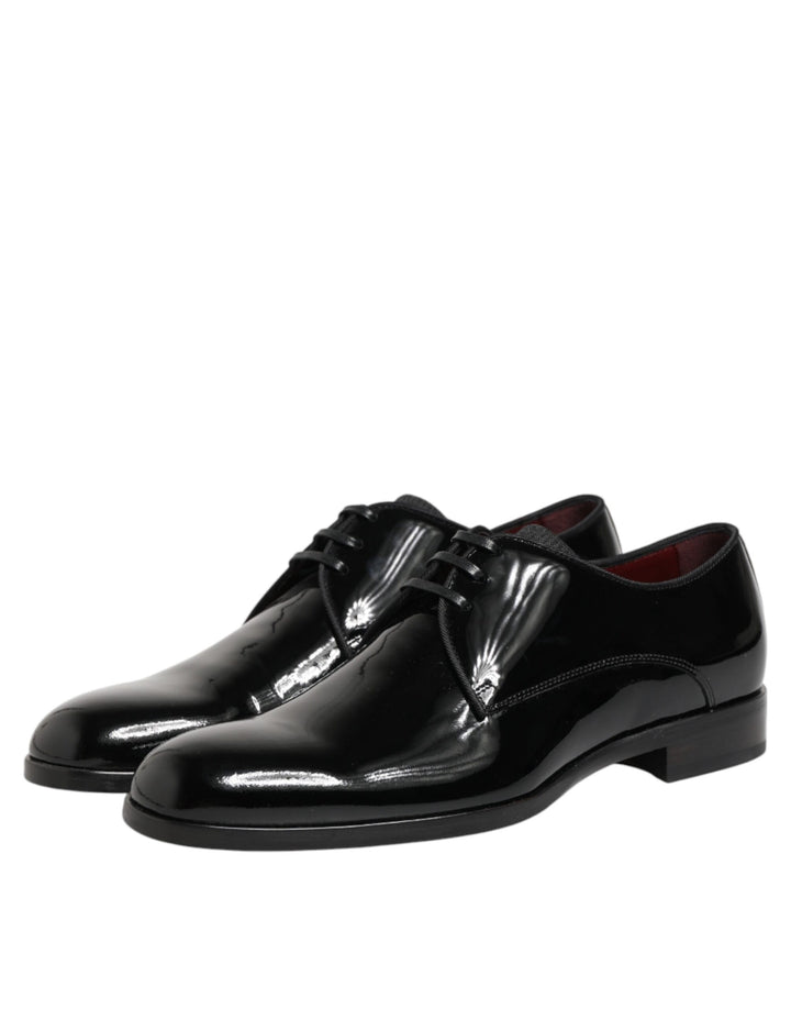 Dolce &amp; Gabbana Black Calfskin Leather Derby Dress Shoes