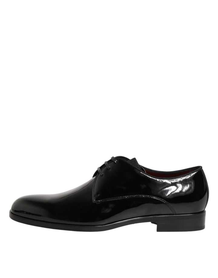 Dolce &amp; Gabbana Black Calfskin Leather Derby Dress Shoes
