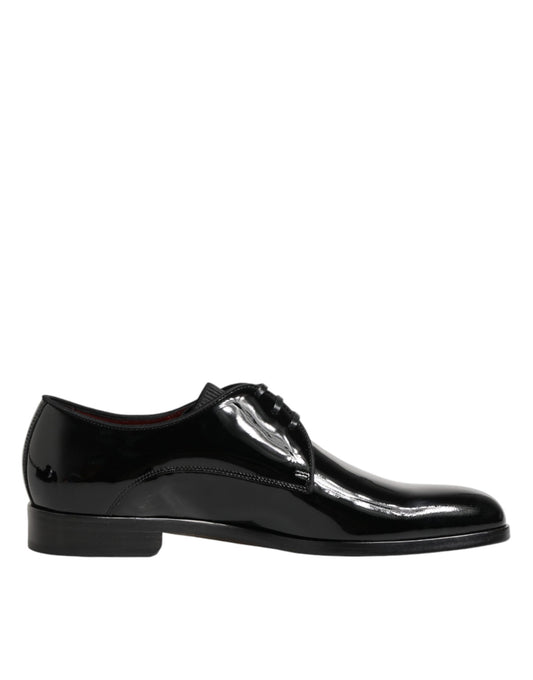 Dolce & Gabbana Black Calfskin Leather Derby Dress Shoes