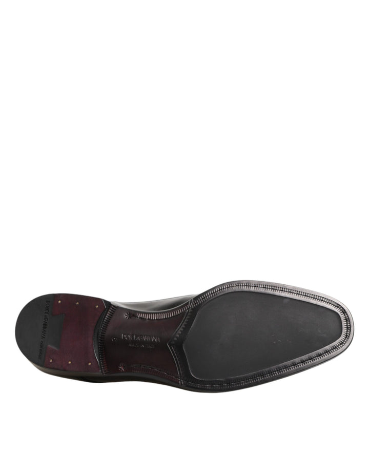 Dolce &amp; Gabbana Black Calfskin Leather Derby Dress Shoes