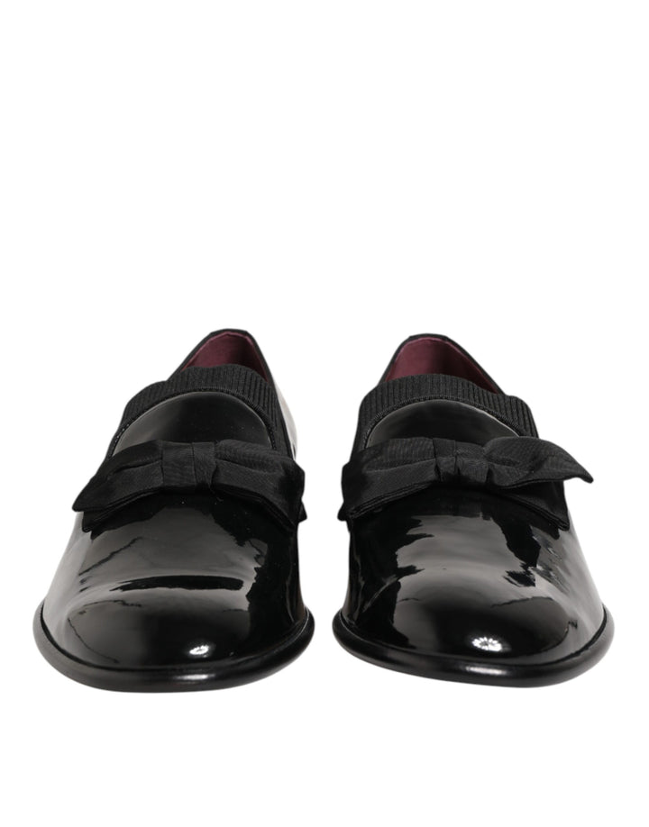 Dolce &amp; Gabbana Black Leather Slip On Dress Men Loafers Shoes