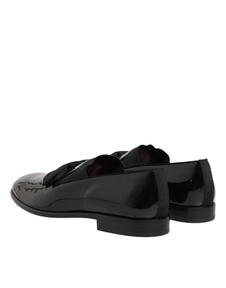 Dolce &amp; Gabbana Black Leather Slip On Dress Men Loafers Shoes