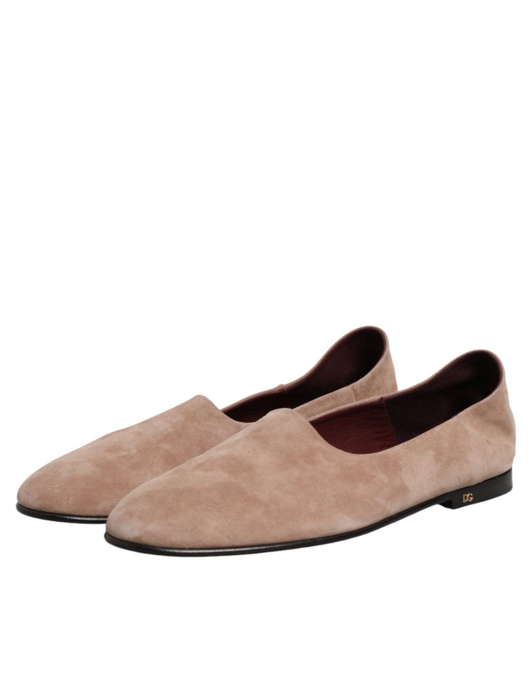 Dolce &amp; Gabbana Beige Leather Suede Slip On Loafers Dress Shoes