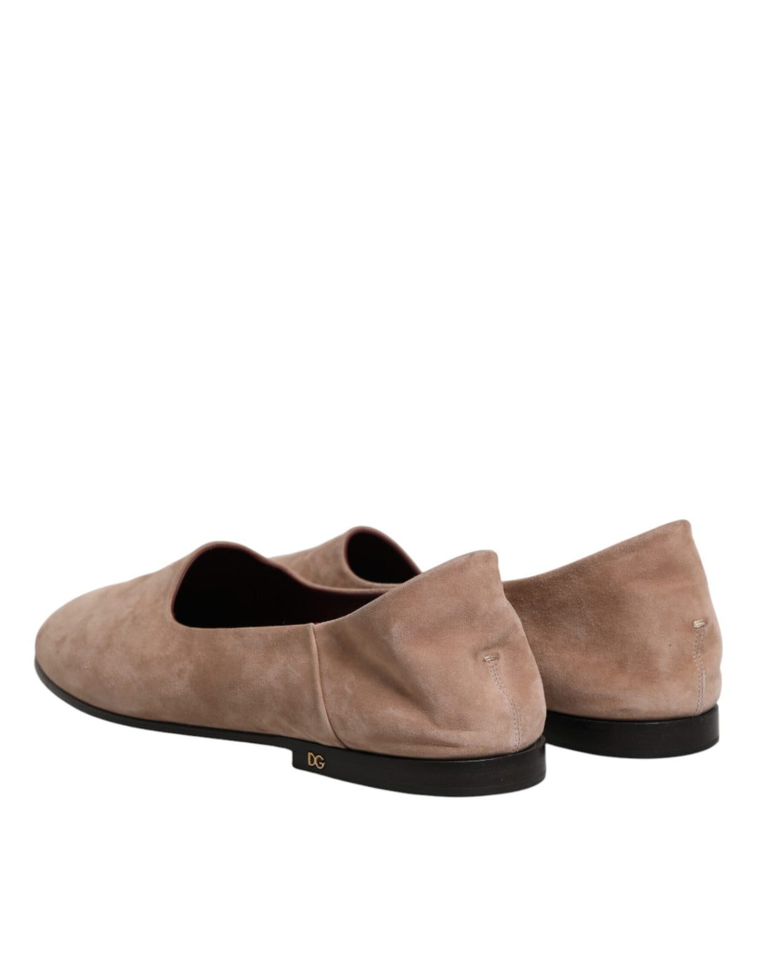 Dolce &amp; Gabbana Beige Leather Suede Slip On Loafers Dress Shoes