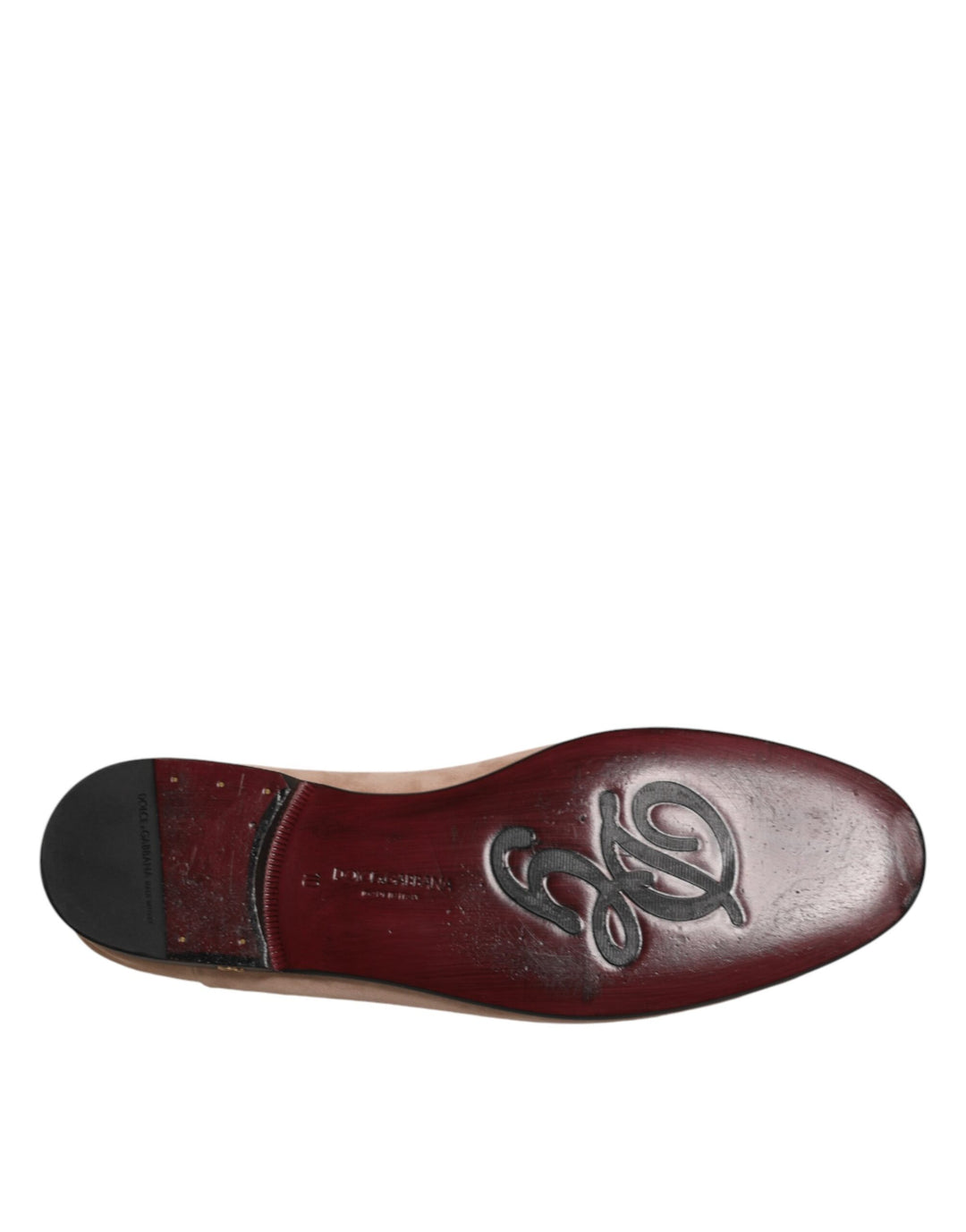 Dolce &amp; Gabbana Beige Leather Suede Slip On Loafers Dress Shoes