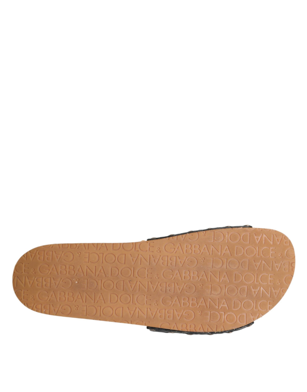 Dolce &amp; Gabbana Black Brown Leather Slides Sandals Shoes