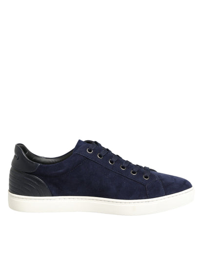 Dolce & Gabbana Blue Leather Suede Low Top Sneakers Shoes