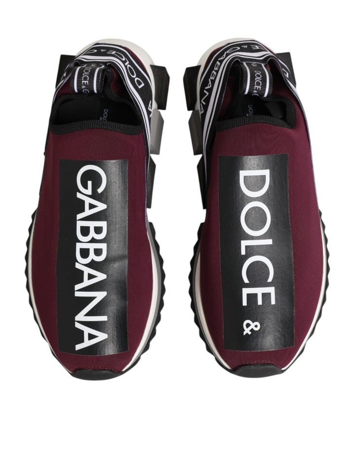 Dolce &amp; Gabbana Maroon Slip On Sorrento Men Sneakers Shoes
