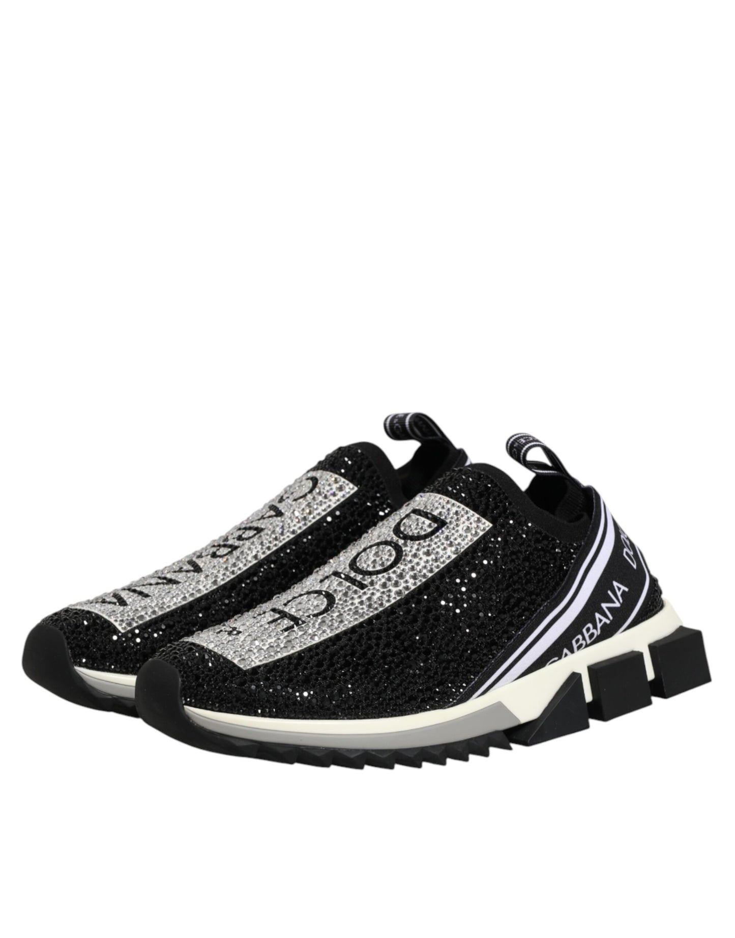 Dolce & Gabbana Black Strass Slip On Men Sorrento Sneakers Shoes