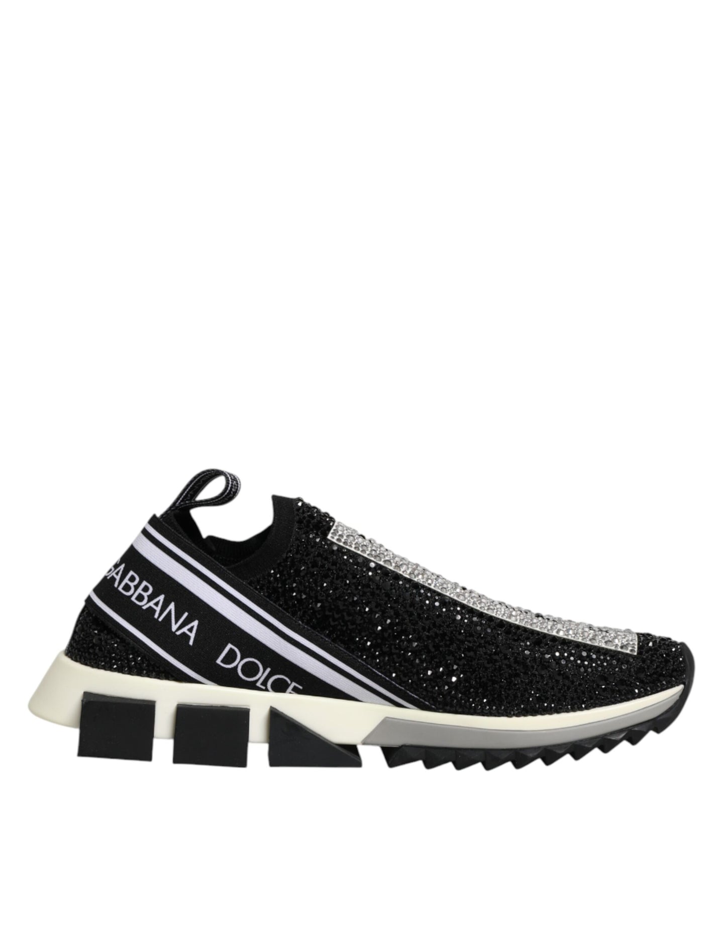 Dolce & Gabbana Black Strass Slip On Men Sorrento Sneakers Shoes