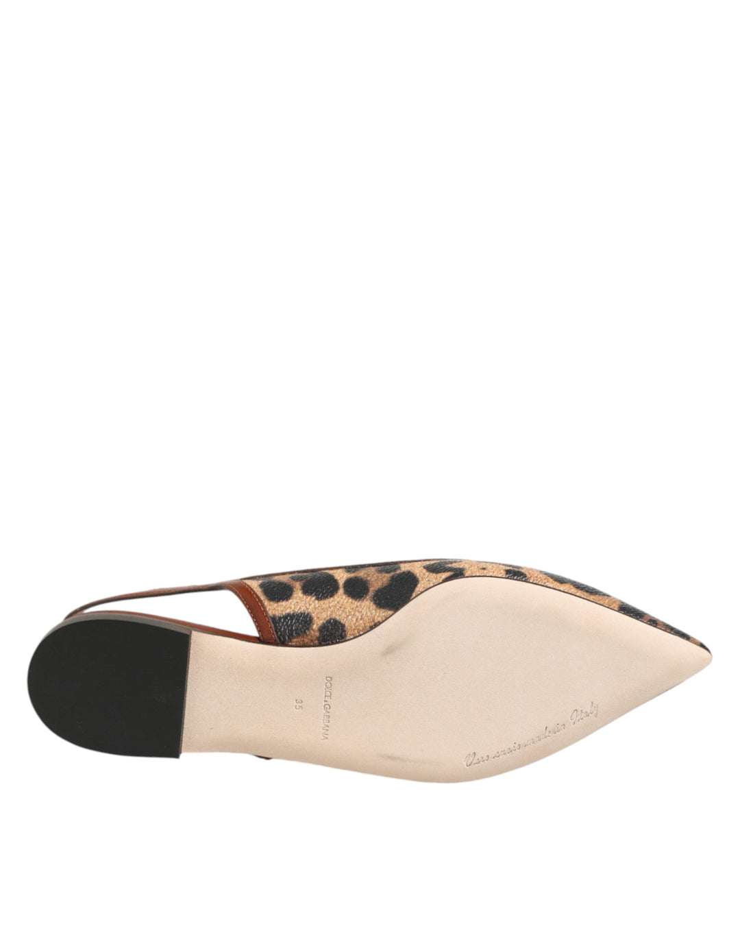 Dolce &amp; Gabbana Brown Leopard Slingback Flats Sandals Shoes