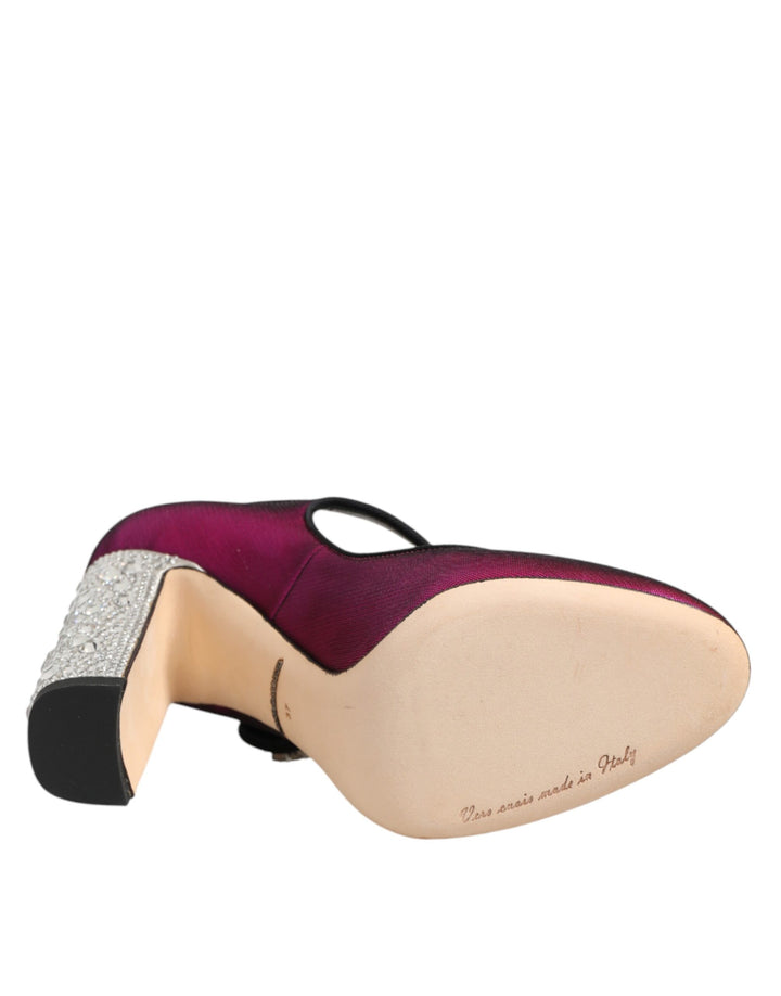 Dolce &amp; Gabbana Pink Strass Mary Janes Heels Pumps Shoes