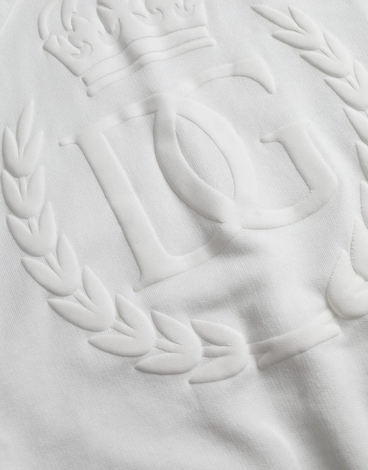 Dolce &amp; Gabbana White Cotton Hooded Pullover Sweatshirt Men