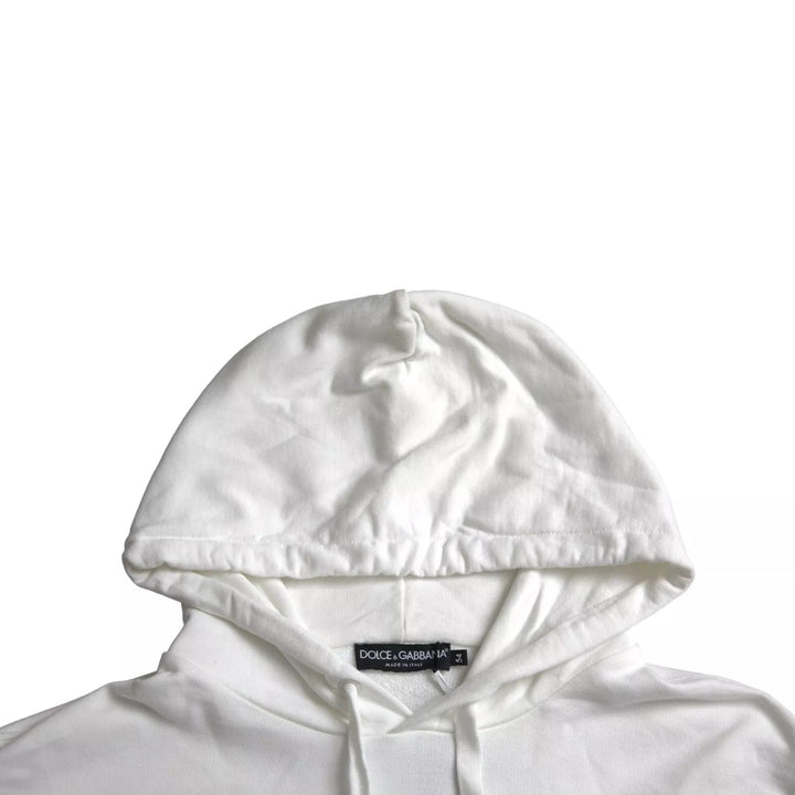 Dolce &amp; Gabbana White Cotton Hooded Pullover Sweatshirt Men