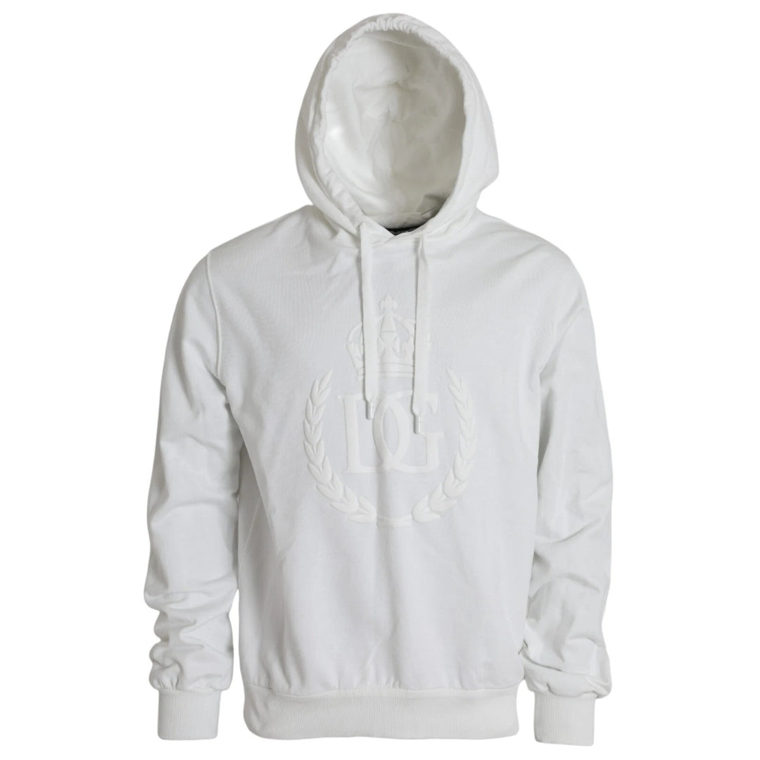 Dolce &amp; Gabbana White Cotton Hooded Pullover Sweatshirt Men