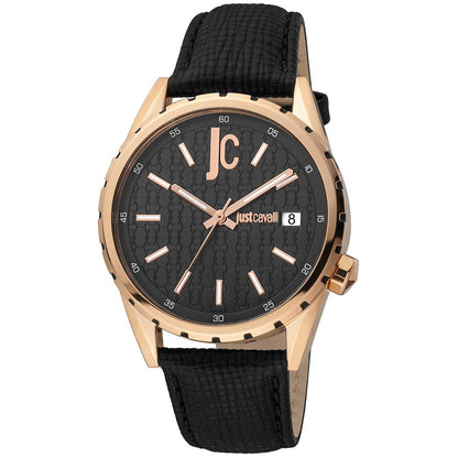Just Cavalli Black Leather Dress Watch