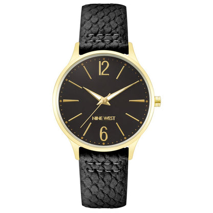 Nine West Black Leather Dress Watch