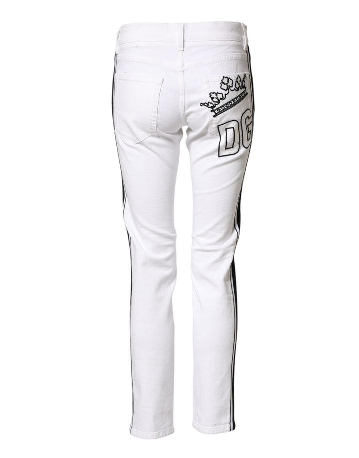 Dolce &amp; Gabbana White Cotton Stretch Skinny Men Denim Jeans