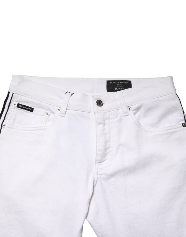 Dolce &amp; Gabbana White Cotton Stretch Skinny Men Denim Jeans
