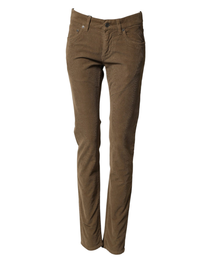 Dolce &amp; Gabbana Brown Cotton Stretch Skinny Men Denim Jeans
