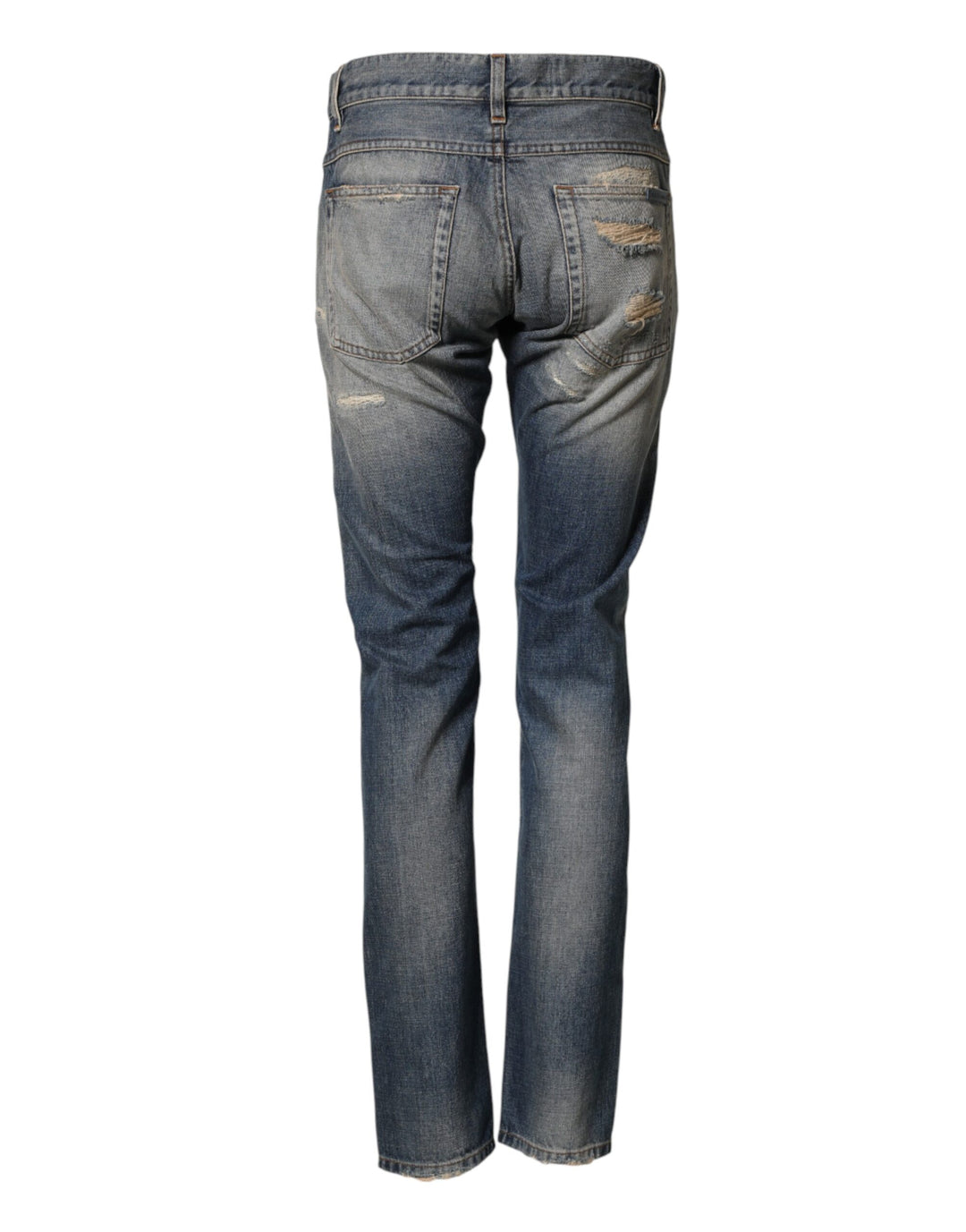 Dolce &amp; Gabbana Blue Tattered Men Skinny Denim Trouser Jeans