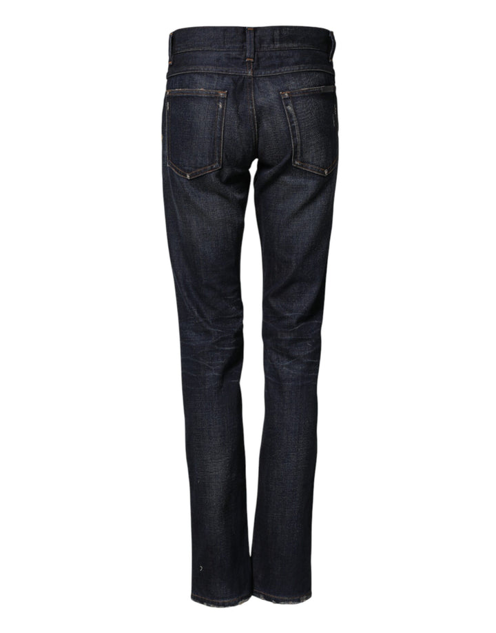 Dolce &amp; Gabbana Dark Blue Watch GOLD Men Skinny Denim Jeans