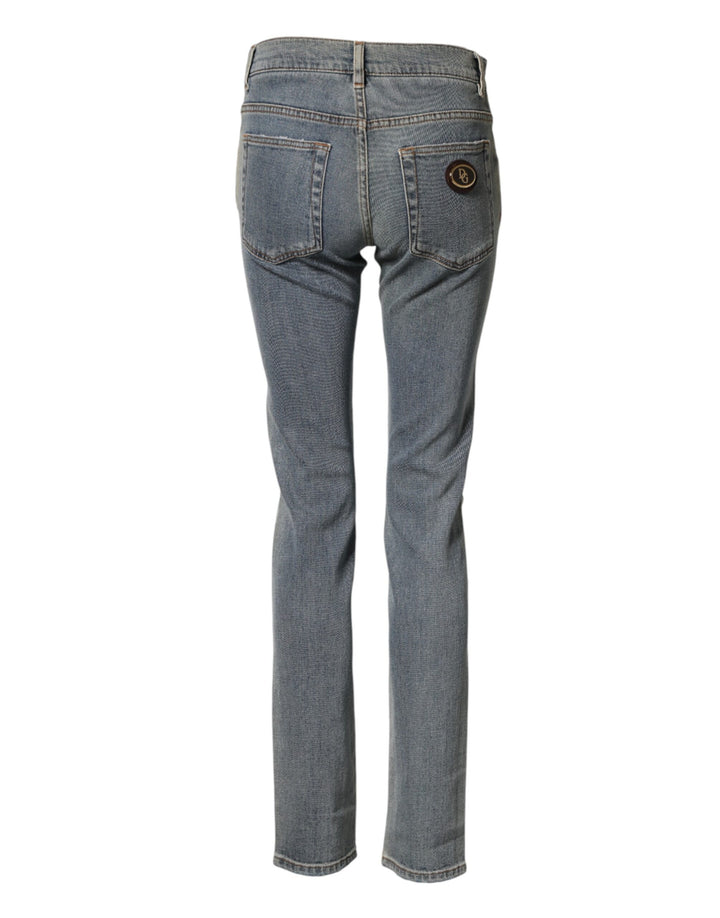 Dolce &amp; Gabbana Blue Two Tone Cotton Men Skinny Denim Jeans