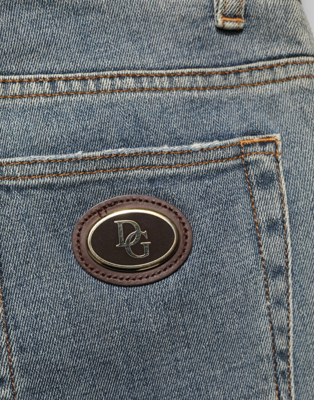 Dolce &amp; Gabbana Blue Two Tone Cotton Men Skinny Denim Jeans
