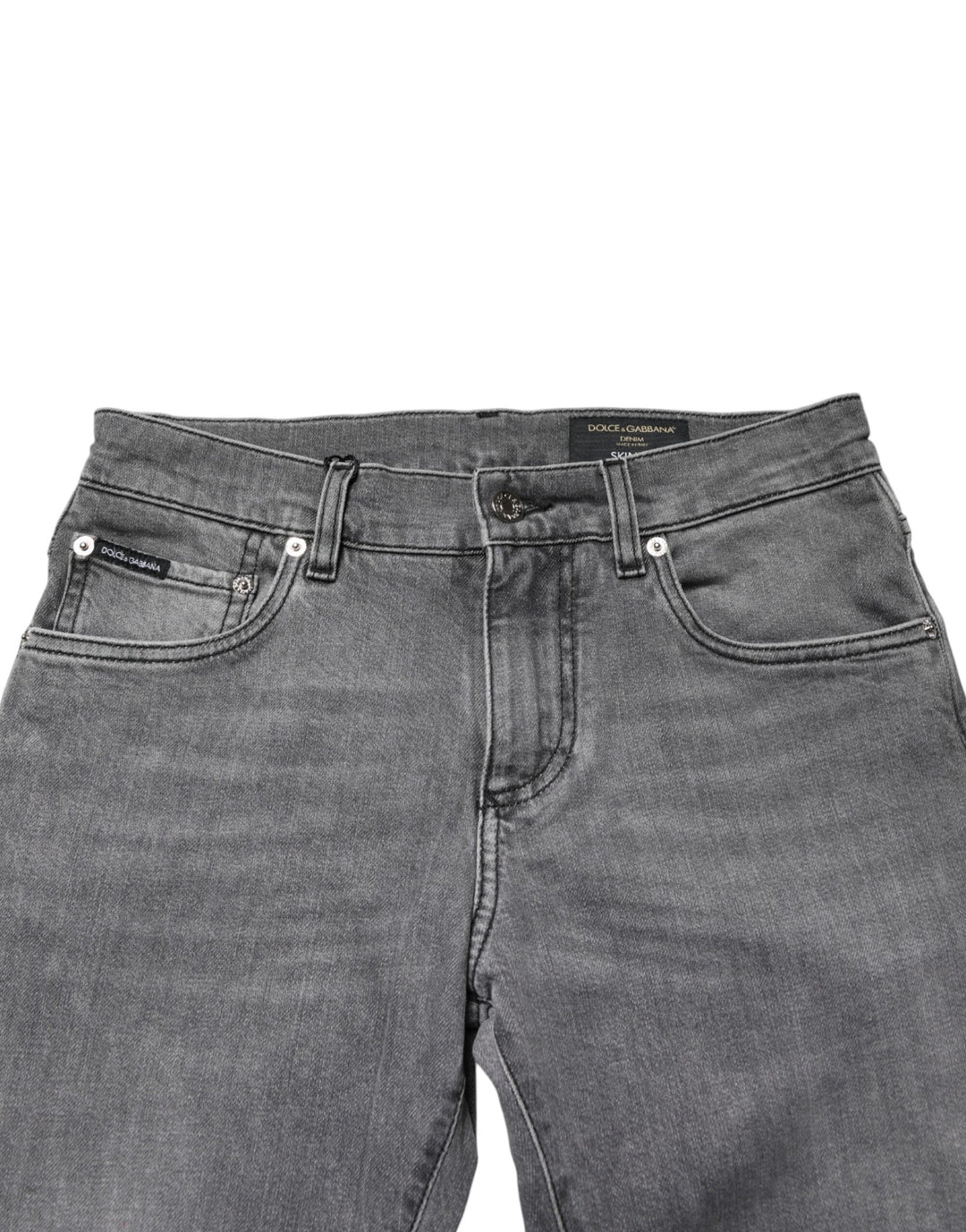 Dolce &amp; Gabbana Gray Cotton Mid Waist Skinny Denim Jeans