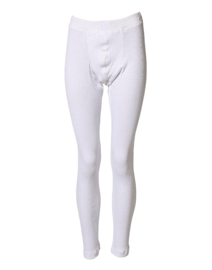 Dolce &amp; Gabbana White Cotton Mid Waist Tights Leggings Pants