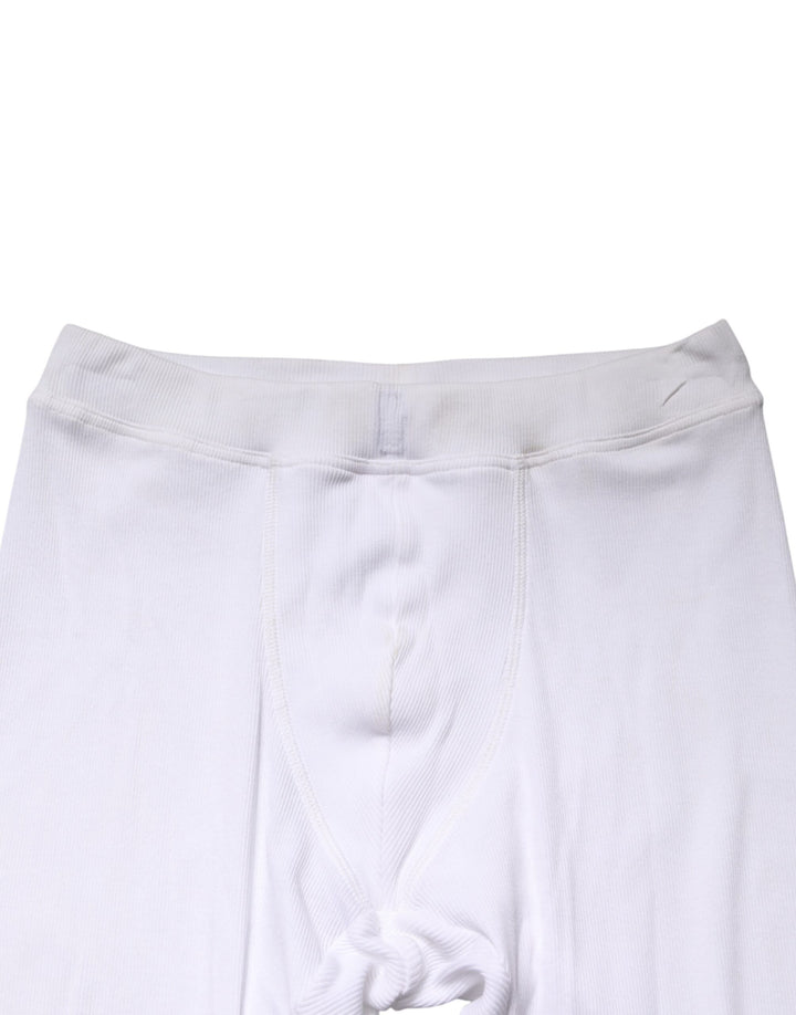 Dolce &amp; Gabbana White Cotton Mid Waist Tights Leggings Pants